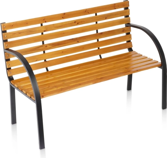 Vilde dārza soliņš no koka ar metāla konstrukciju 122 × 51 × 83,5 cm