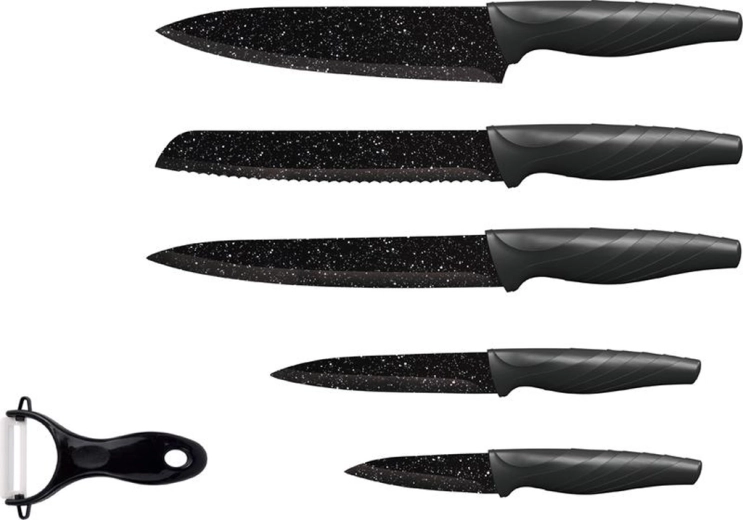 TORO virtuves nažu komplekts 5 gab. ar marmora nepiedegošu pārklājumu + keramikas mizotājs