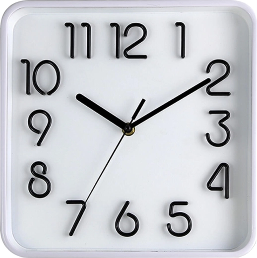 Wall clock 25.3 × 25.3 cm with 3D dial – white frame