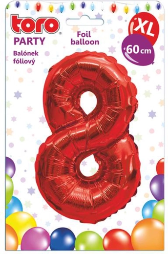 Folijas balons cipars 8, 60 cm, sarkans