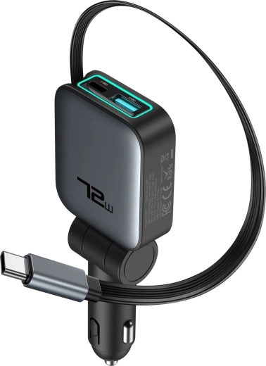 Automašīnas lādētājs Renew Force 3 vienā 72 W ar USB-C satīšanas kabeli