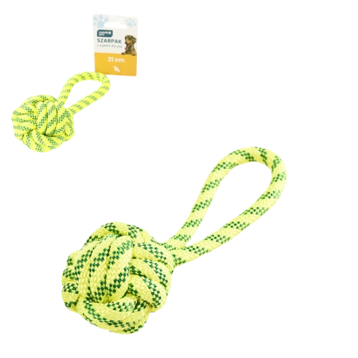 Pīta virves vilkšanas rotaļlieta suņiem ar diviem mezgliem 21 cm