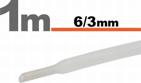 Caurspīdīga termiski sarūkoša caurulīte 6/3 mm