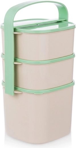 Plastic three-tier lunch tiffin 2 l + 2× 1.15 l