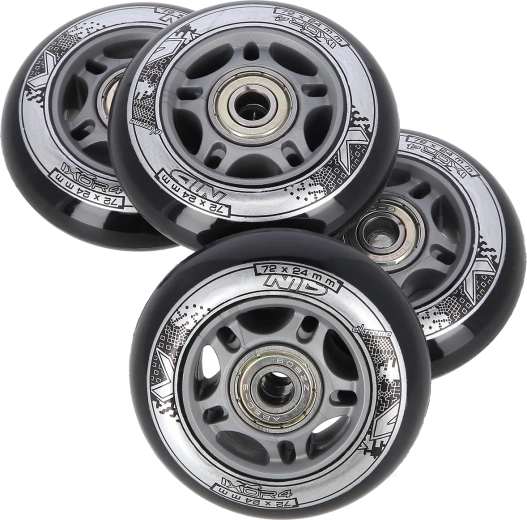Skrituļslidu ritenīšu komplekts 72 × 24 mm ar gultņiem ABEC 9 NILS EXTREME