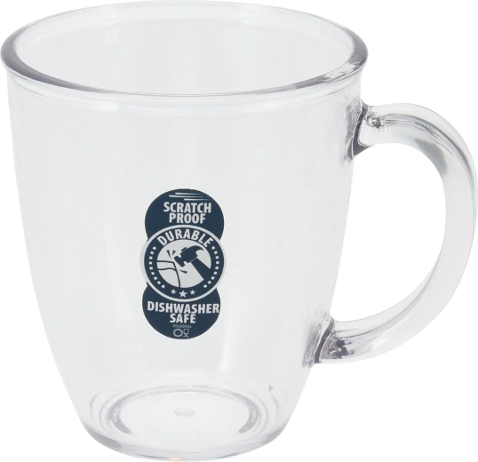 Transparent 380 ml mug made of AS (styrene-acrylonitrile)
