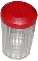 Powdered sugar shaker from clear plastic, color mix