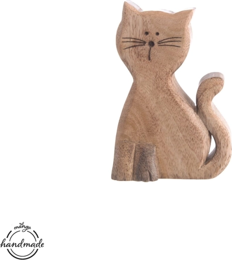 Wooden cat decoration Mango micka 15 cm - 1 piece