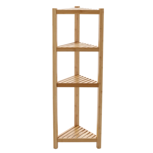Bambusa stūra plaukts ar 4 plauktiem, 34 × 34 × 99 cm