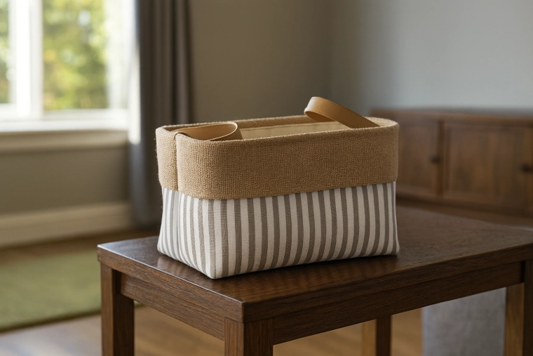 Tekstila uzglabāšanas grozs ar svītrām 20 × 30 × 18 cm