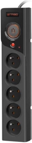 Pārsprieguma pagarinātājs ARMAC Z5, 5 kontaktligzdas, 3 m, melns