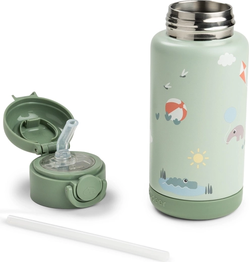 Done by Deer insulated bottle with straw Playground green 340 ml