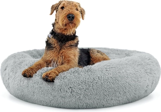 Universal Plush Bed for Dogs and Cats, 80 cm - Light Gray