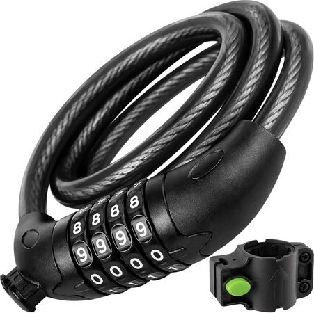 TRIZAND bike lock with combination code, steel cable 120 cm, 13.5 mm