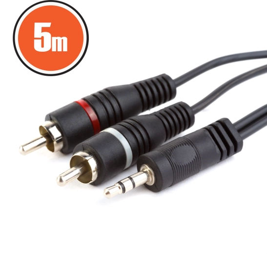 Audio kabelis RCA uz 3,5 mm stereo ligzdu, 5 m