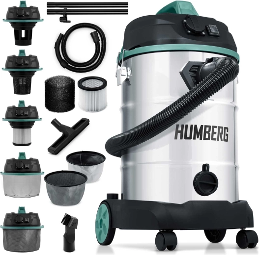 Humberg industriālais putekļsūcējs mitrai un sausai uzkopšanai 30 l 1600 W