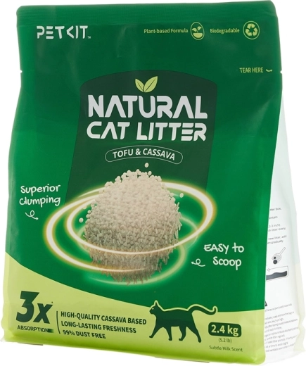 Petkit Natural cat litter - natural clumping litter for cats (4× 2.4 kg)