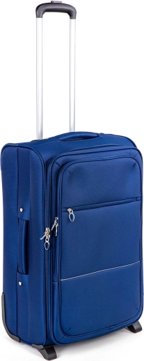 Travel fabric suitcase 64 l on two wheels, blue