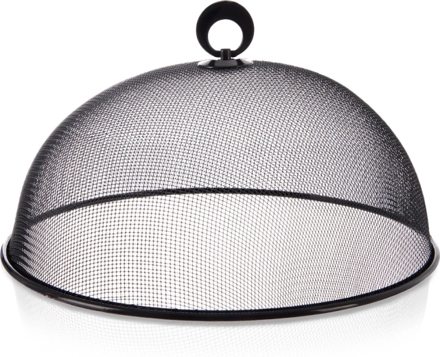 Metāla sieta pārtikas pārsegs, melns, 30 cm