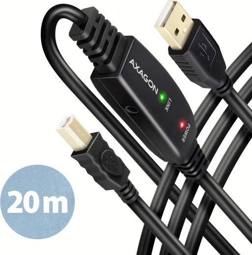 USB 2.0 aktīvais kabelis AXAGON 20 m