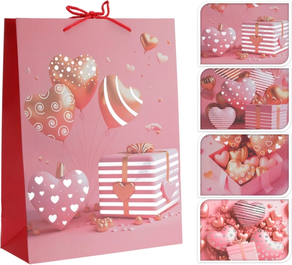 Gift bag with heart 40 × 30 × 12 cm, mix of designs