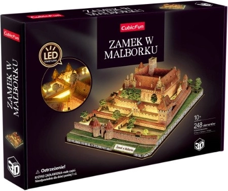 3D puzle CubicFun Malborkas pils ar LED apgaismojumu – 1 gab.