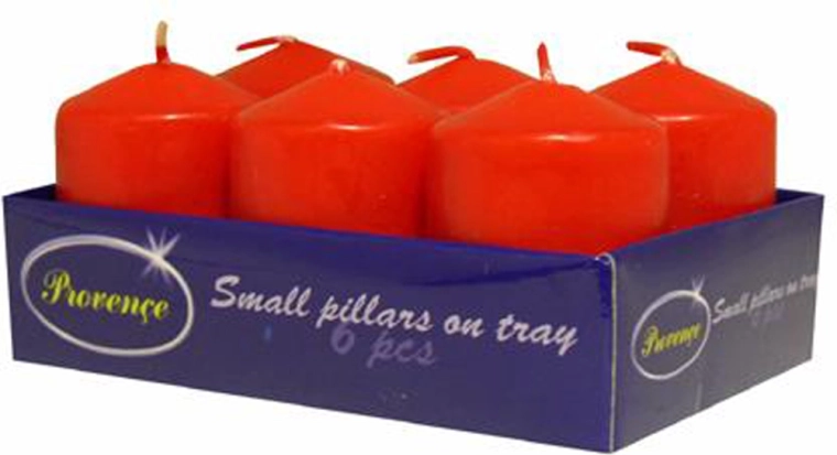 Set of Red Pillar Candles 6 pcs 3.8 × 5.5 cm