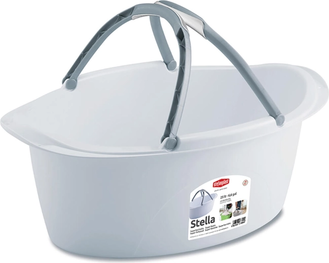 Ovāls plastmasas trauks STELLA 60 × 40 cm, 25 l, ar rokturiem