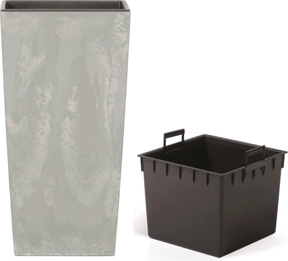 URBI Square Planter concrete effect with insert 32.5 × 32.5 × 61 cm
