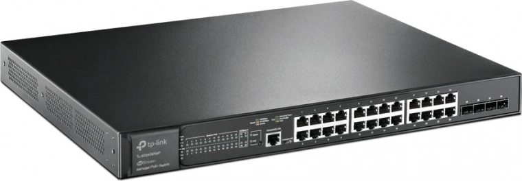TP-Link JetStream SG3428XMP pārvaldāms gigabitu PoE+ slēdzis 24× RJ45 un 4× SFP+ 10G