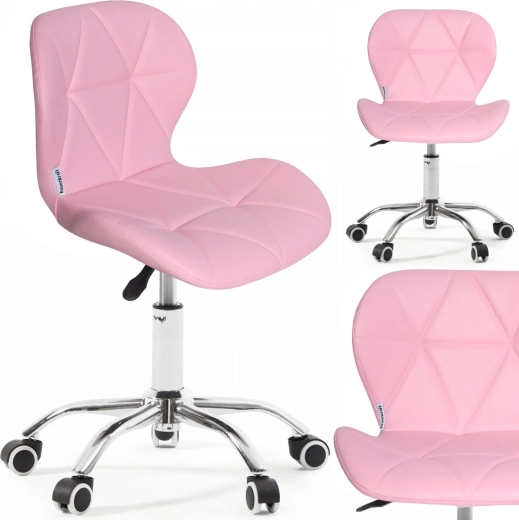 Pink Bauerkraft swivel office chair made of eco-leather for kids