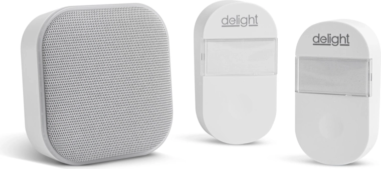 Wireless kinetic doorbell with night light and 2 buttons, white