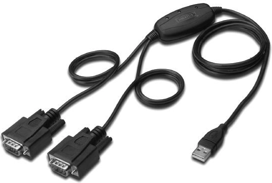 USB 2.0 adapteris uz 2x RS232 (DB9) ar USB A V/S kabeli, garums 1,5 m