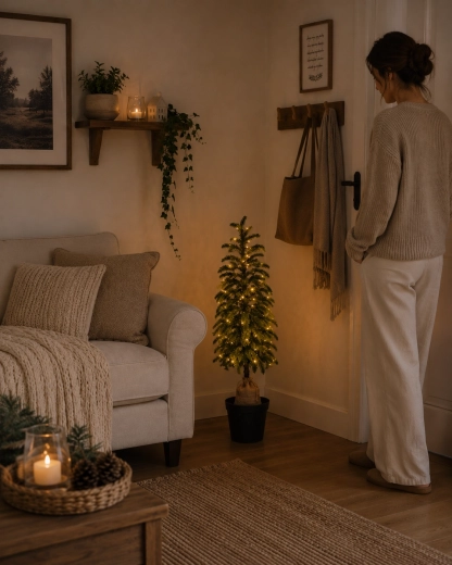 Mākslīgā Ziemassvētku eglīte 105 cm podā ar LED apgaismojumu