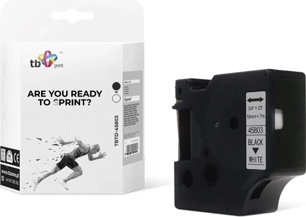 DYMO lente D1, melna druka uz balta, 19 mm x 7 m