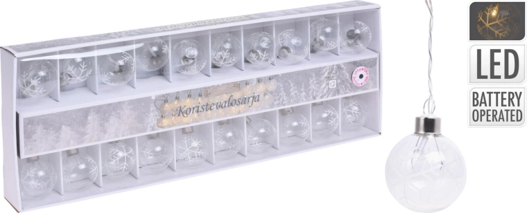 Gaismas virtene ar lodēm 5 cm, 7 m, 20 LED, silti balta