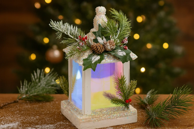 Christmas white LED lantern 15 × 15 × 32 cm