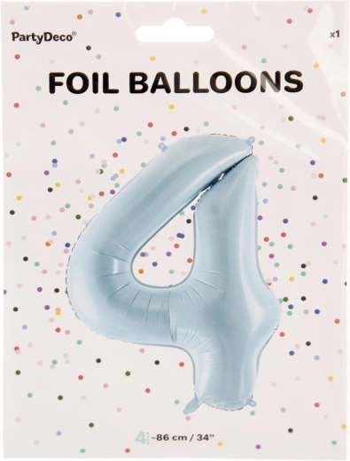Folijas balons cipars 4, zils 86 cm
