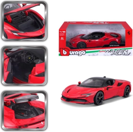 Metāla modelis BBURAGO FERRARI SF90 STRADALE 1:18 sarkans