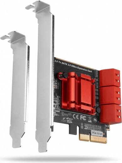 Axagon PCIe kontrolieris 6x iekšējie SATA 6G ASM1166 (SP un LP)