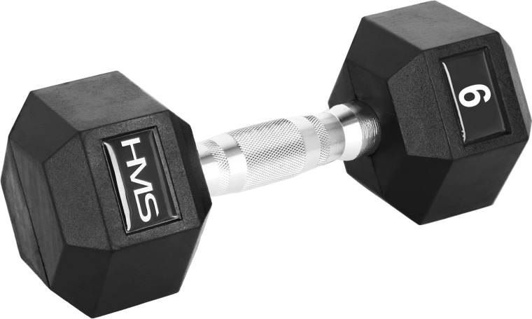 HMS sešstūra gumijota hantele Hex Pro 9 kg