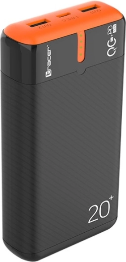 Ārējā baterija Tracer EnerGen 20000 mAh ar PD un QC 3.0, melni oranža