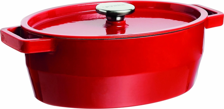 Čuguna katls ar vāku Pyrex 4 l, tumši sarkans