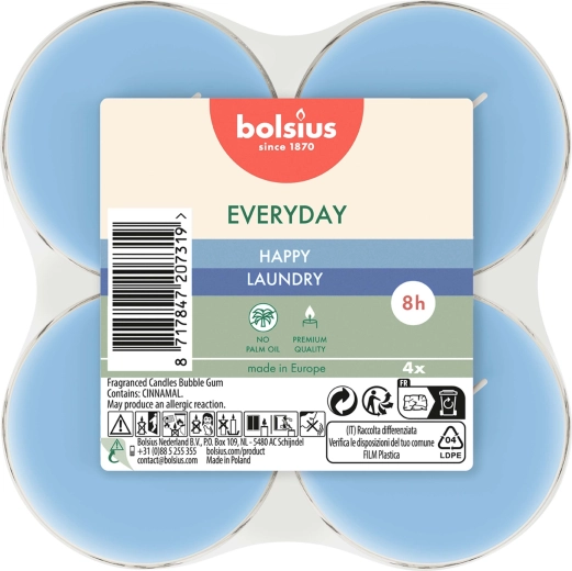 Maxi tējas sveces Happy Laundry, 4 gab. komplekts