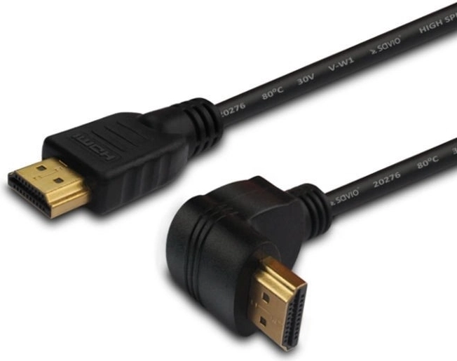 Savio leņķa HDMI kabelis v1.4 3D 4K 1,5 m, zelta krāsā