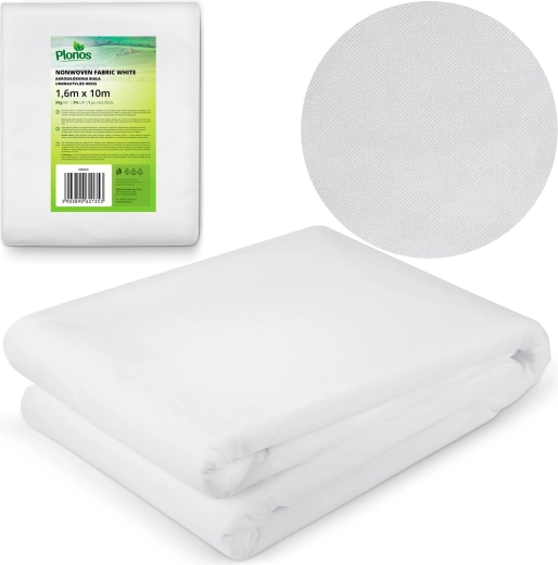 Pārklājamais agrotekstils 160 × 1000 cm PLONOS, balts, 50 g/m²
