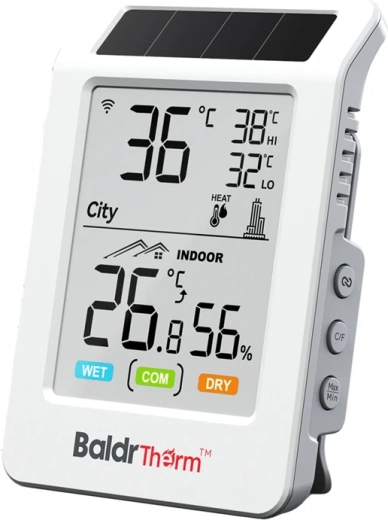 Baldrtherm Solar-Powered Wi‑Fi Thermo-Hygrometer HCS596WB