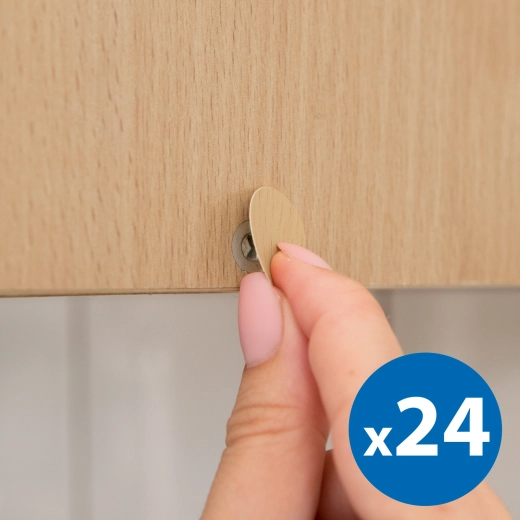 Pašlīmējoši skrūvju pārsegi, 13 mm, ozolkoka dekors, 24 gab.