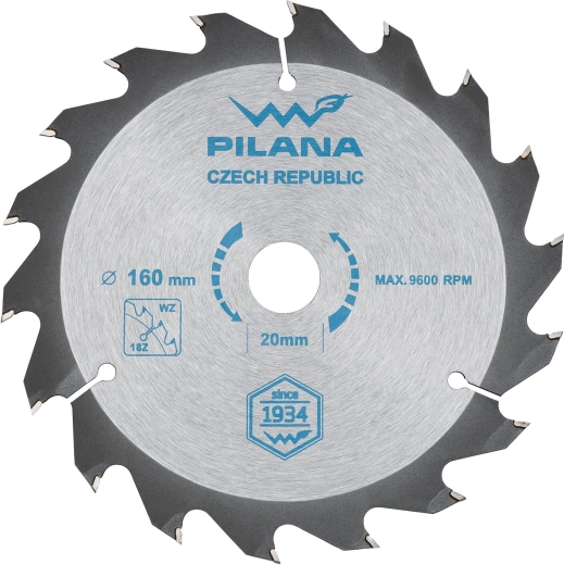 Zāģa ripas asmens PILANA 160 mm, 18 zobi, WZ, SK