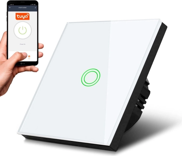 Vienkāršs skārienjutīgs Wi‑Fi SMART gaismas slēdzis MACLEAN MCE715W, balts